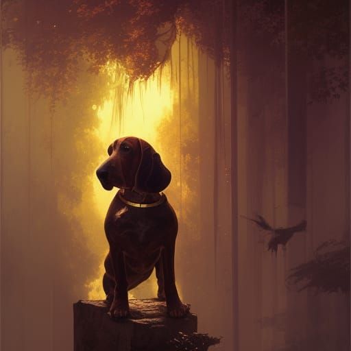 Basset Hound in Dark Fantasy Style