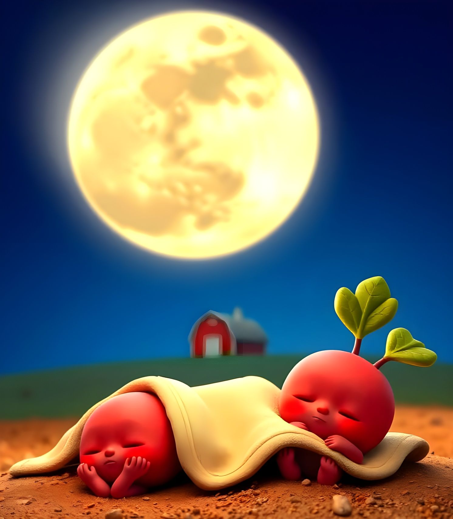 Chibi Beets Slumber Under the Moonlit Night