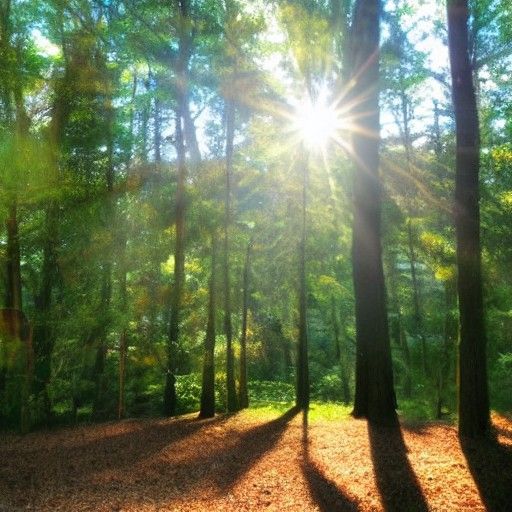 Sun-Drenched Forest with Divine Light