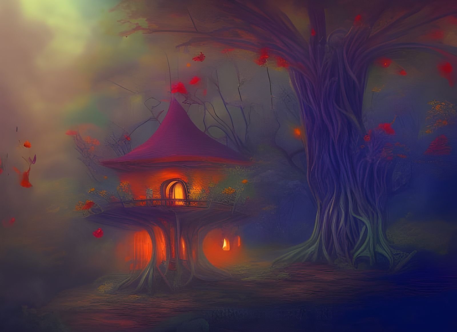 Enchanted Elven Treehouse in a Magical Jungle