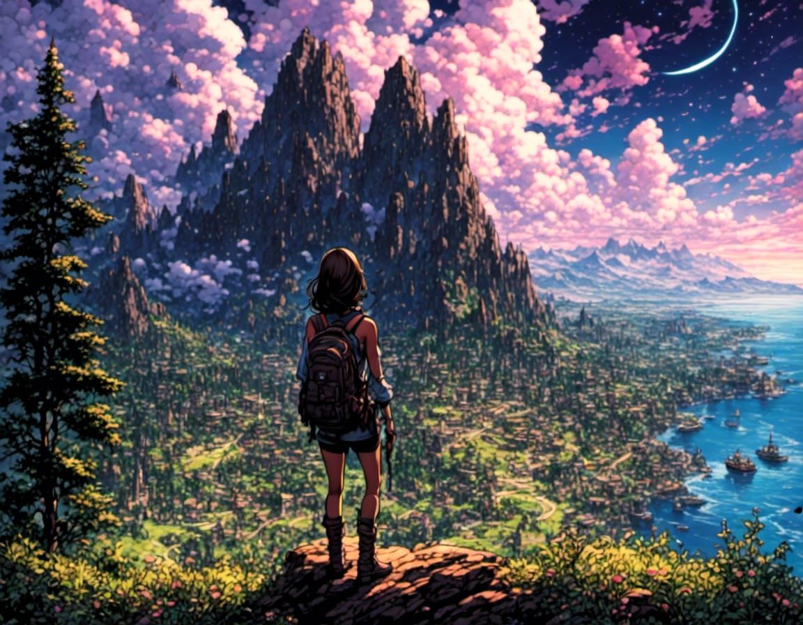 Lonely Adventure in Vector Line Art