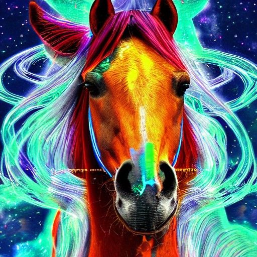Cosmic Horse Spirit: Holographic Astral Illustration