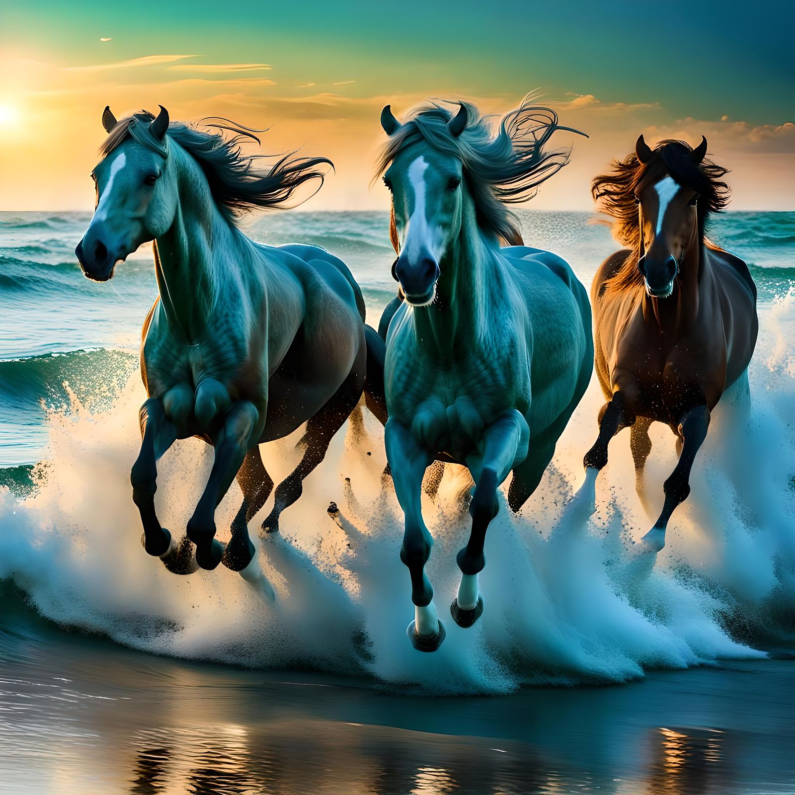 A gigantic  visually, beautiiful photo of three beautiful pe...