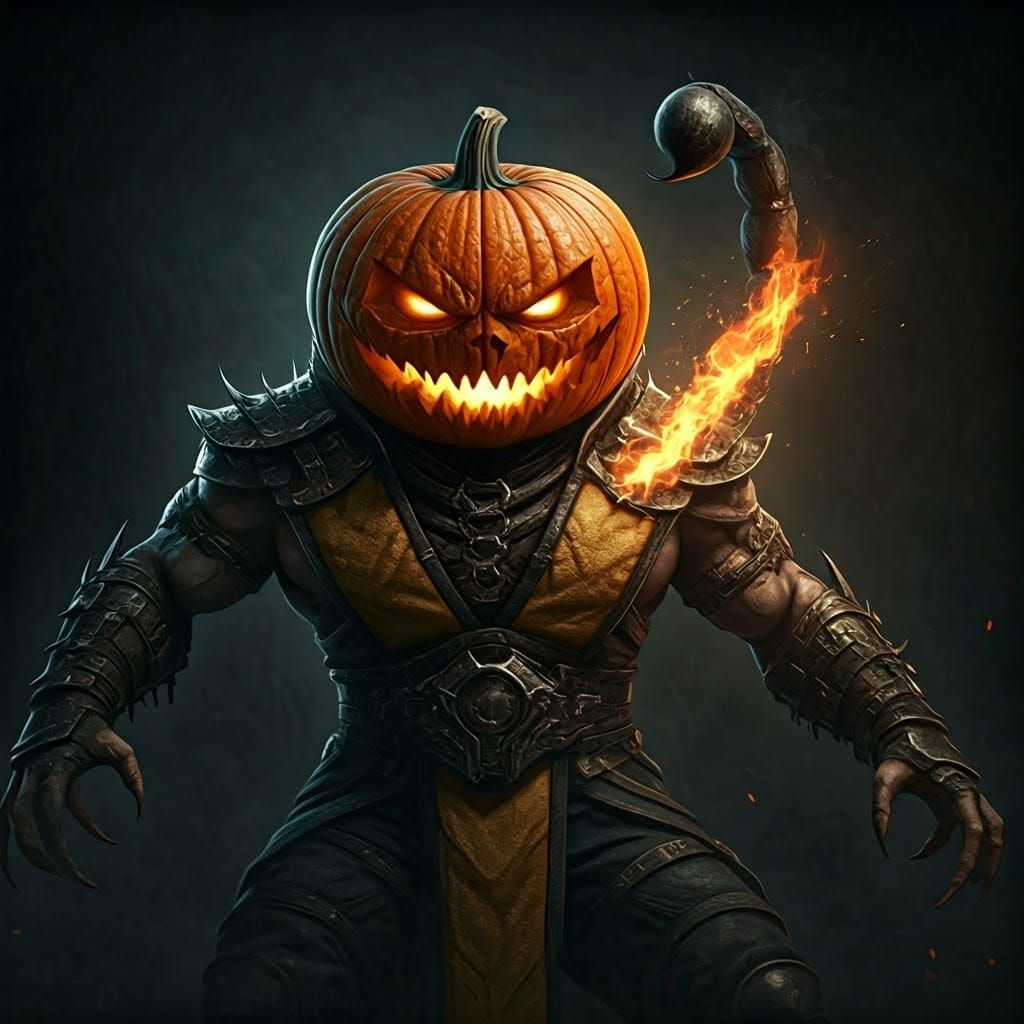 Creepy Pumpkin Scorpion Horror Character Fusion