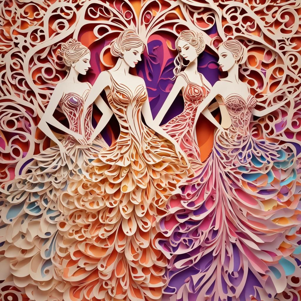 (Kirigami Art Intricate Cuts and Folds depicting Beautiful W...