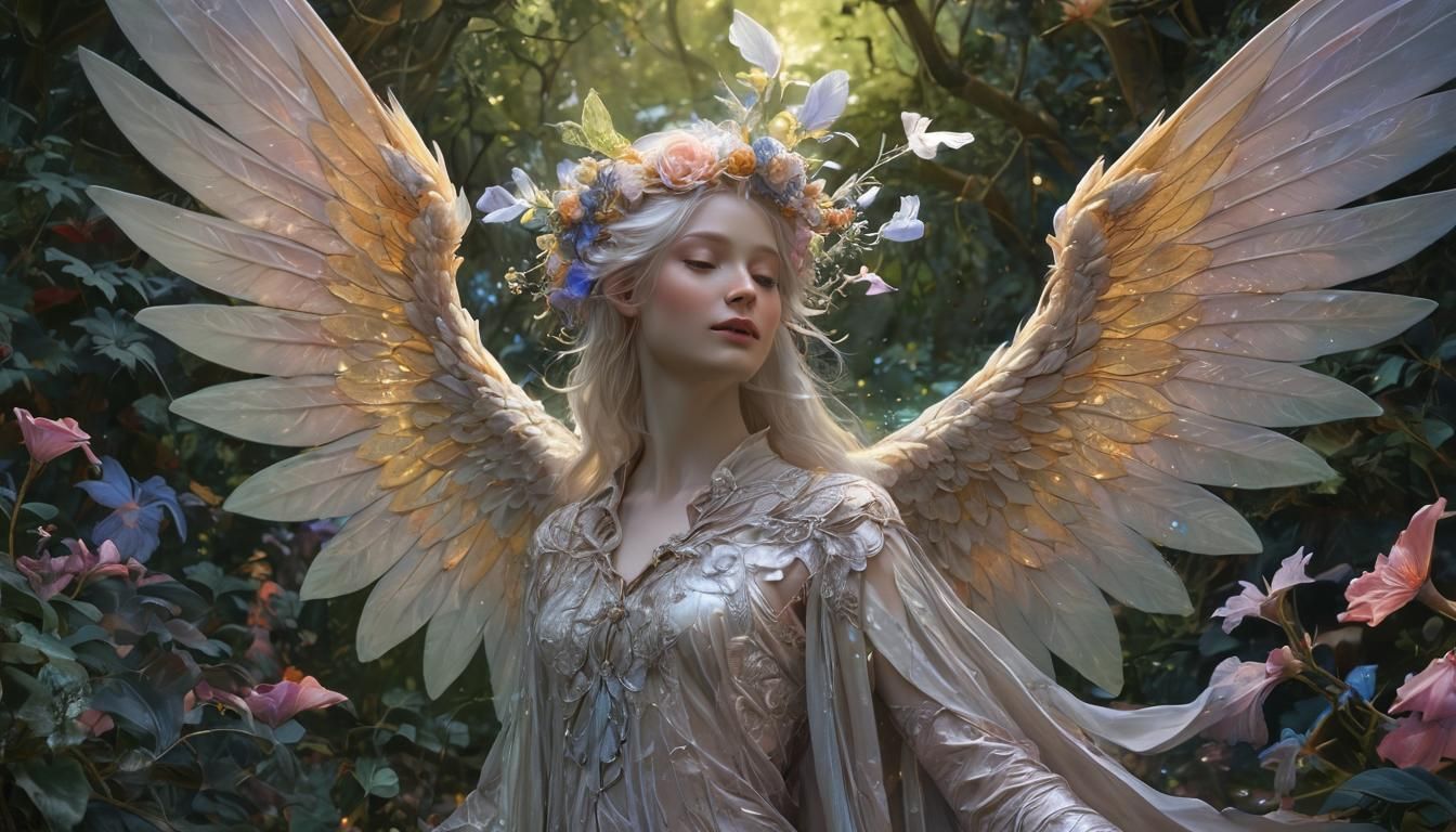 Angelic Being in Mystical Forest: Fantasy Art