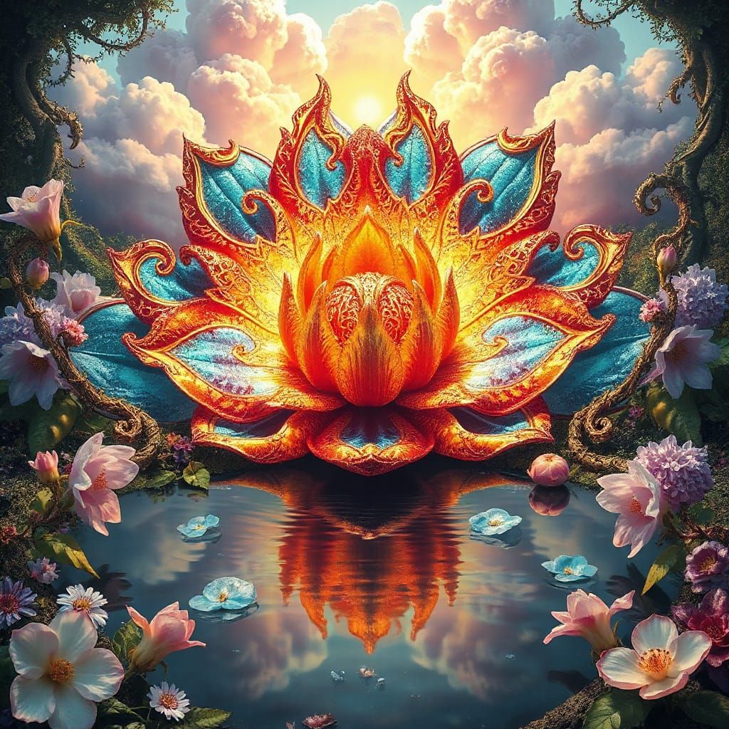 Iridescent Flower Blooms in Mystical Garden