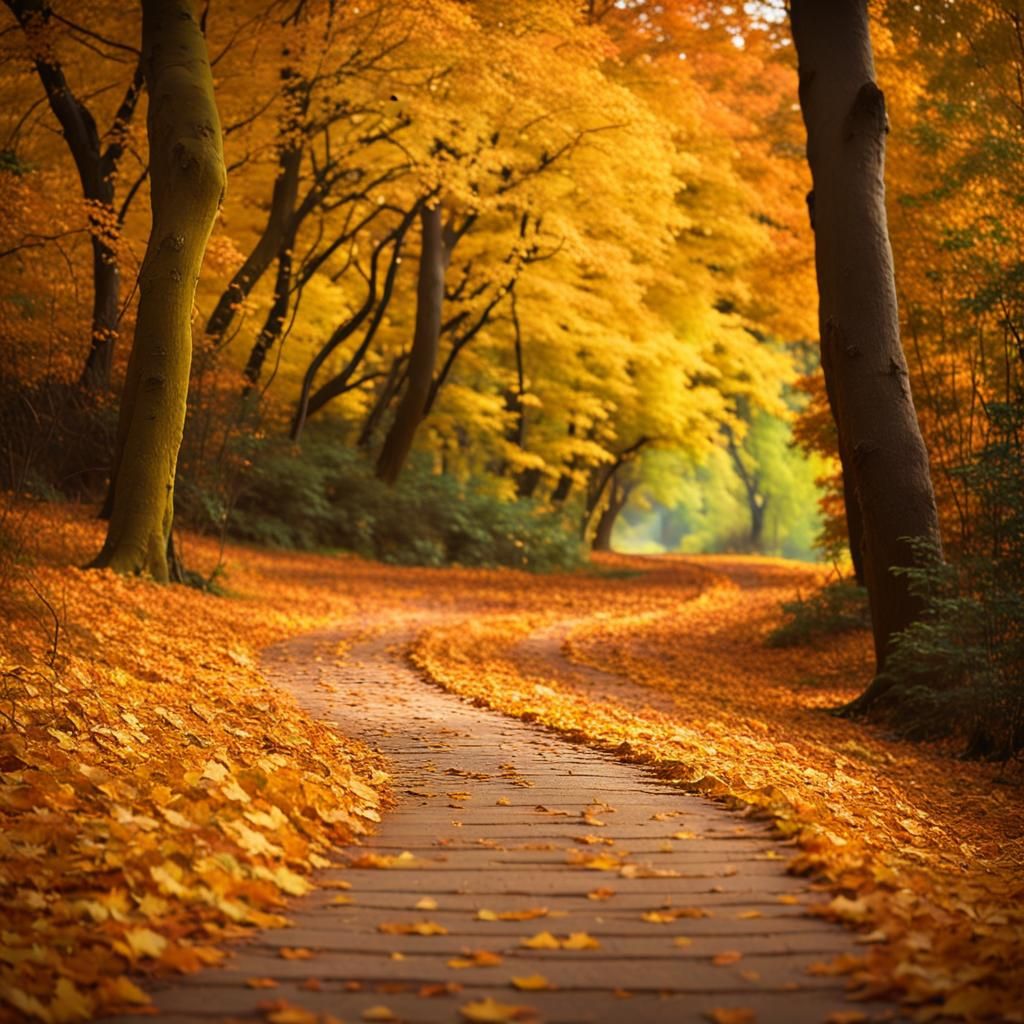 Picturesque Autumn Path in Golden Light
