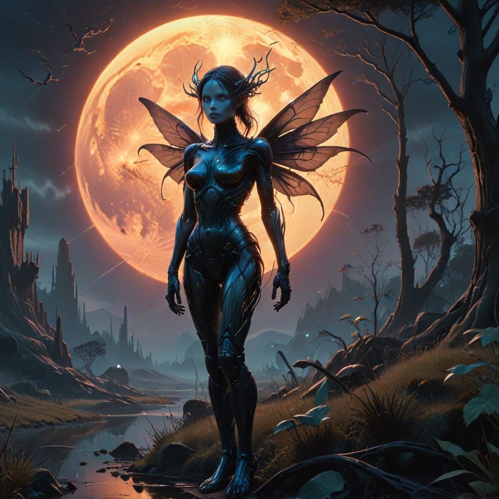 Ethereal Galactic Twilight with a Whimsical Faerie