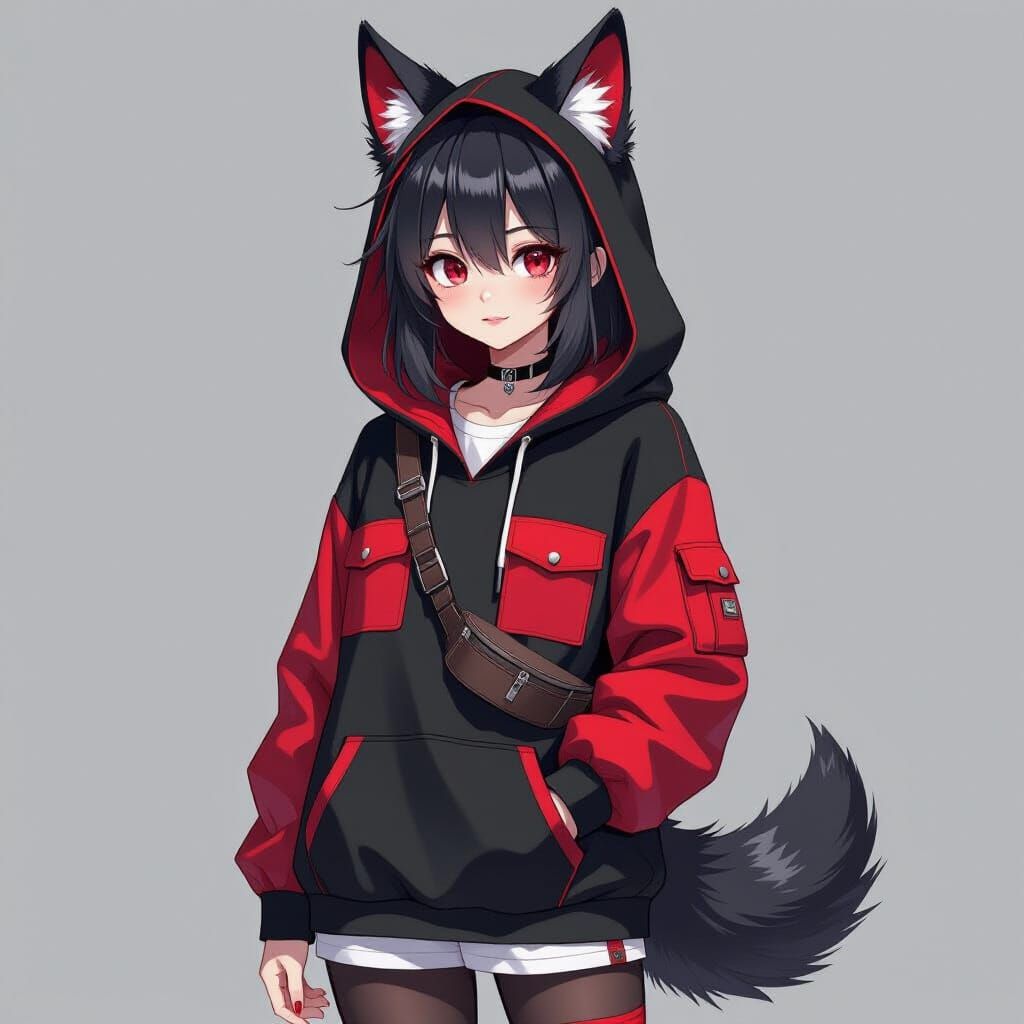 Ruby Anime Character with Wolf Features in Digital Painting ...