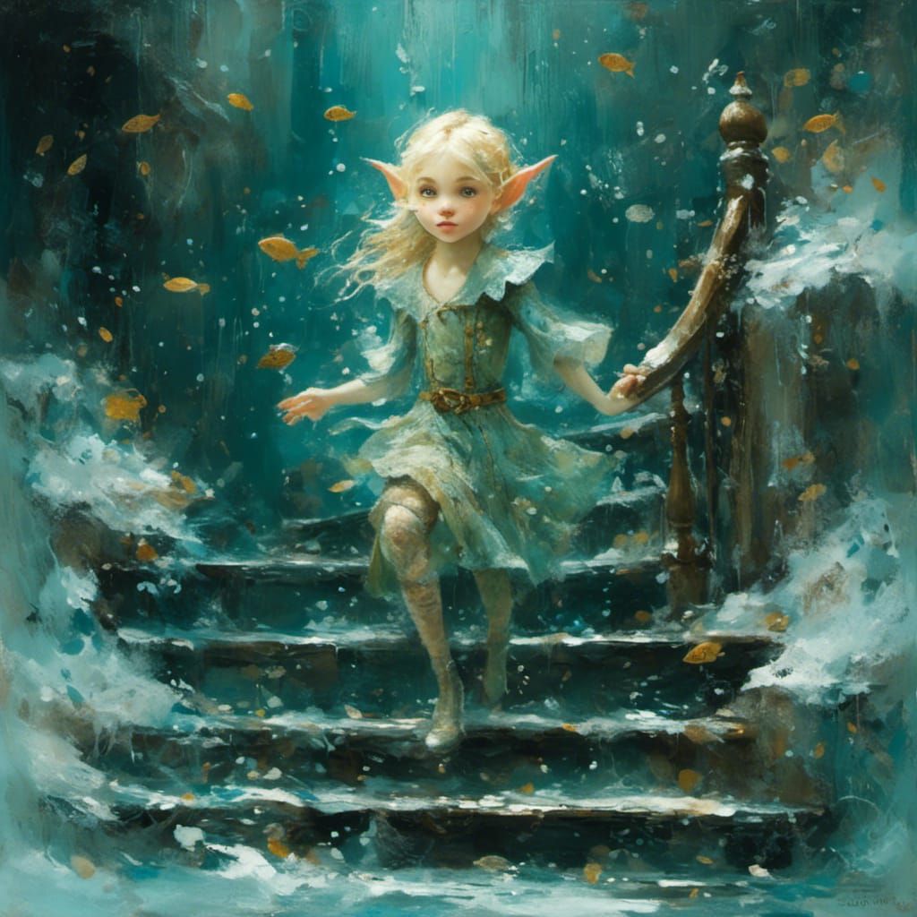 Handsome Blond Elf Underwater Descent