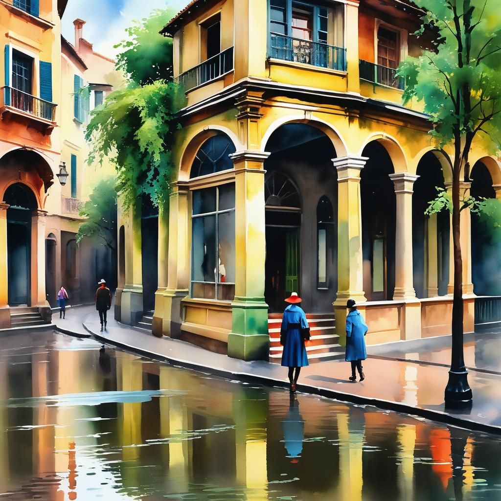 Impressionistic Gouache Rain: Love and Loss