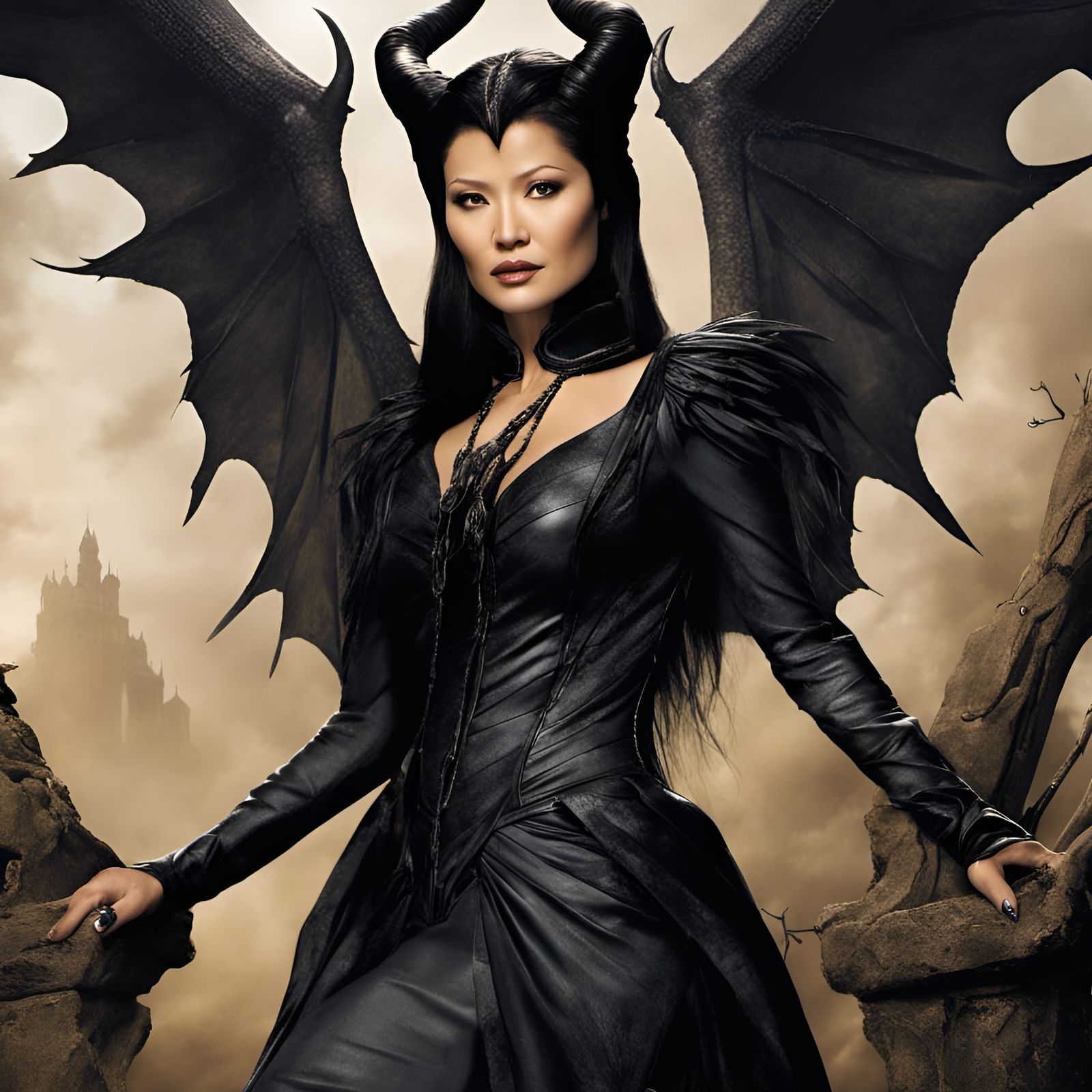 Kelly Hu as Maleficent Portrait