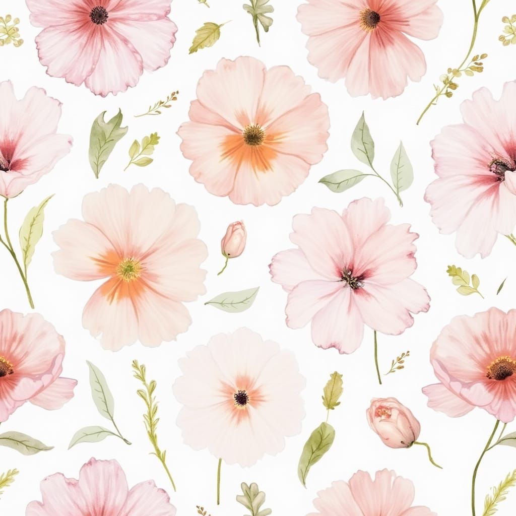 Soft Watercolor Flowers in a Whimsical Print