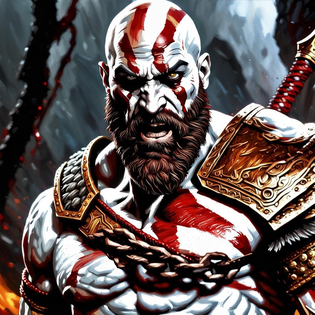 Kratos God of War Hyperrealistic Concept Art
