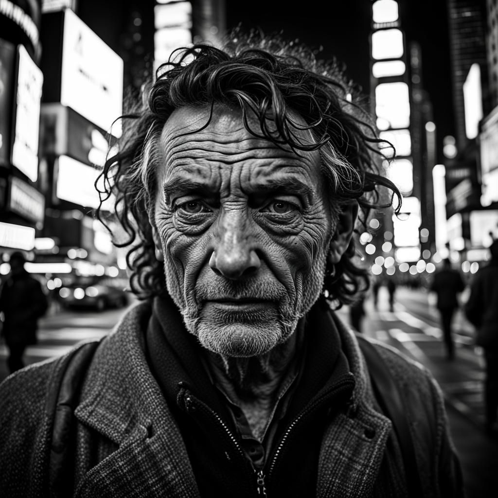 Intense Street Portrait in Times Square