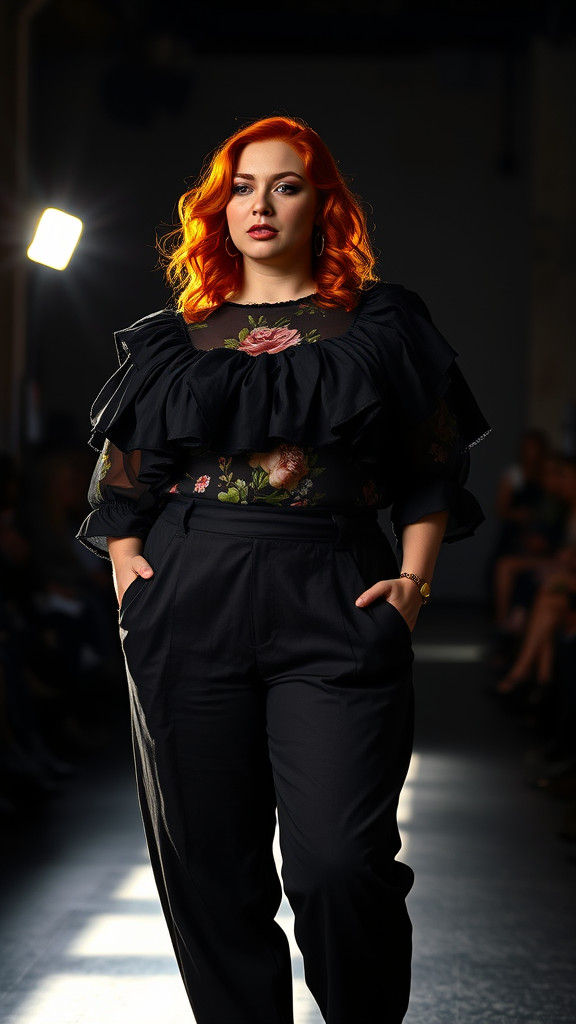 Dramatic Plus Sized Model in McQueen Couture