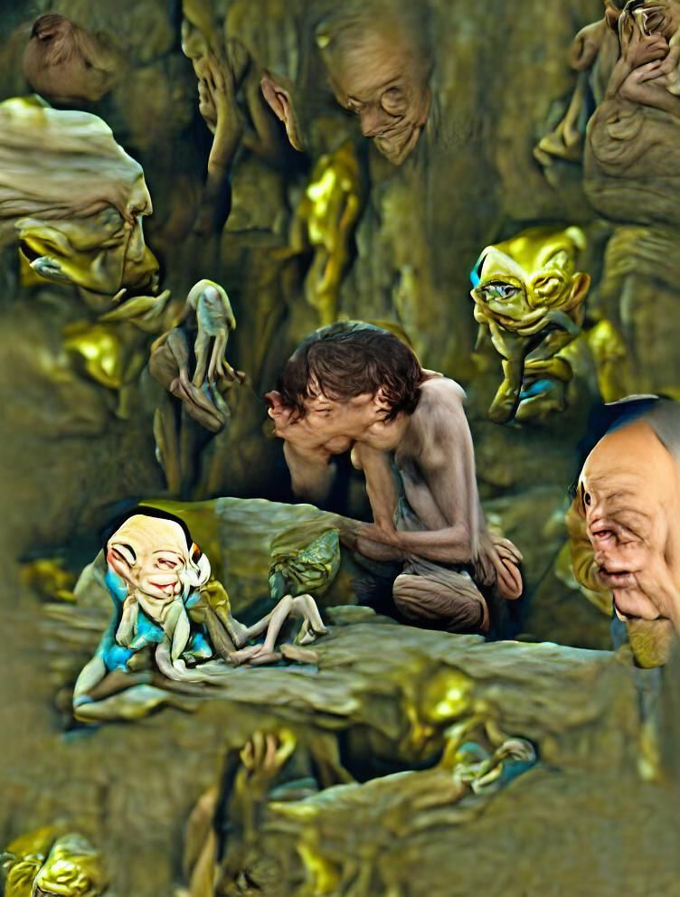 Gollum Whispering to Smeagol: A Portrait of Duality
