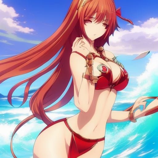 Aphrodite in Bikini: Anime Style Illustration