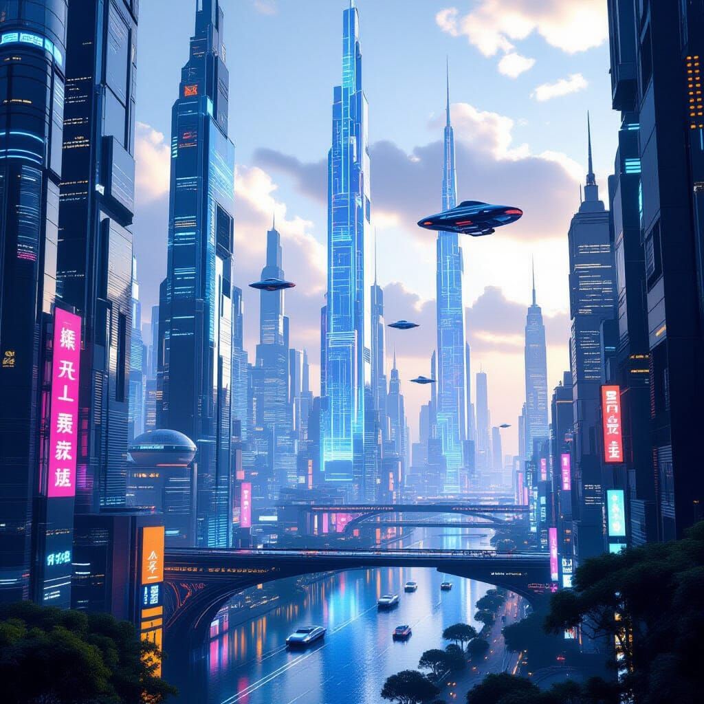 Futuristic Cityscape in Year 8000