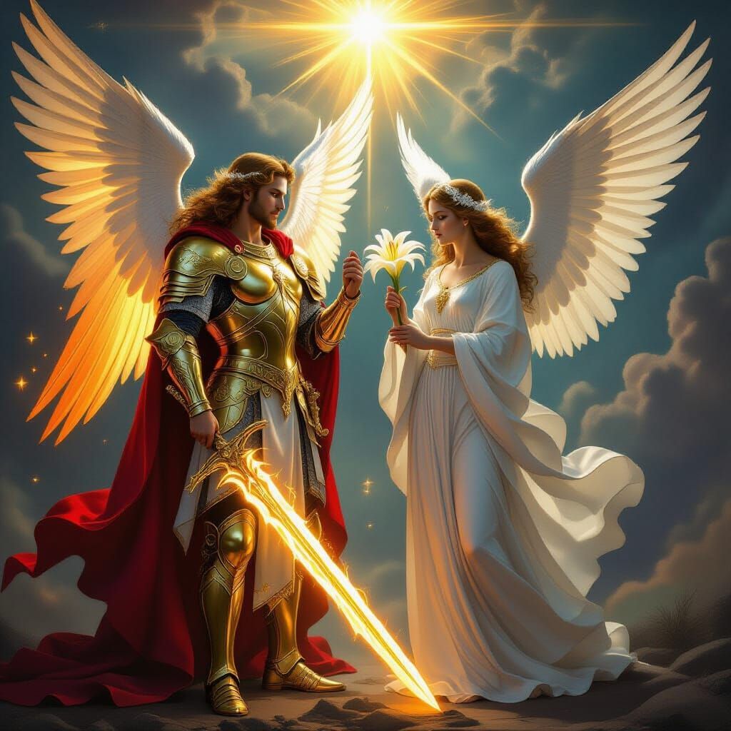 Archangel Michael and Gabriel in Baroque Masterpiece