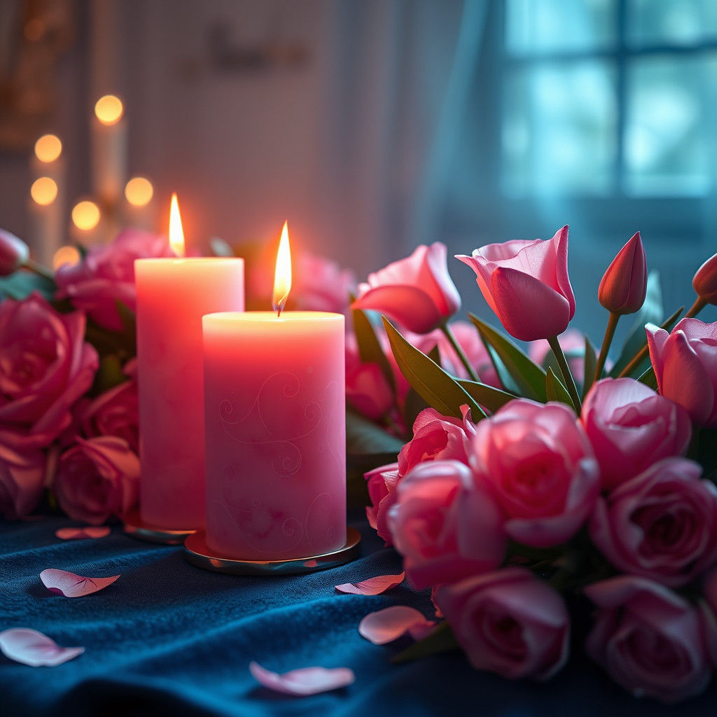 Enchanted Candles with Roses, Fantasy Concept Art