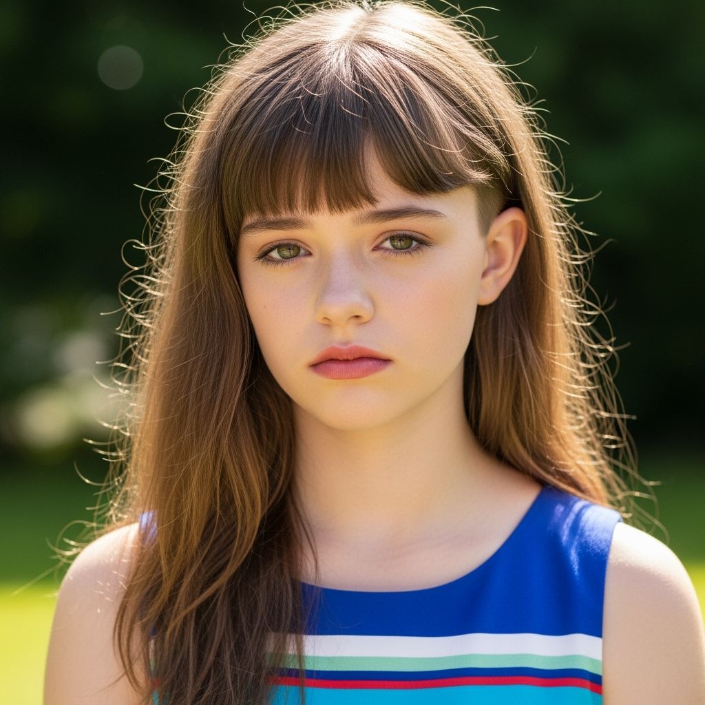 Smiling Teen with Shaved Head in Photorealistic Style