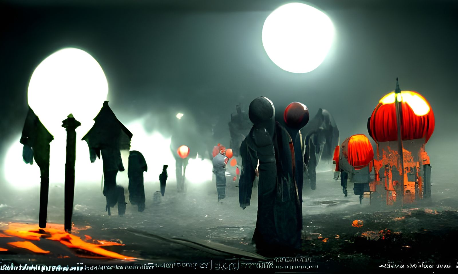 Headless Figures on Halloween: a Photorealistic Horror Scene