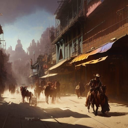 Steampunk Western Town Concept Art