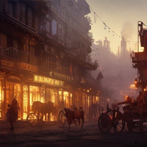 Steampunk Western Town Concept Art