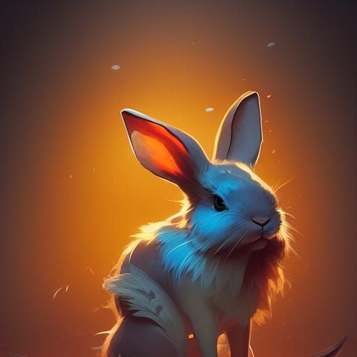 Sad Rabbit Concept Art in Art Nouveau Style