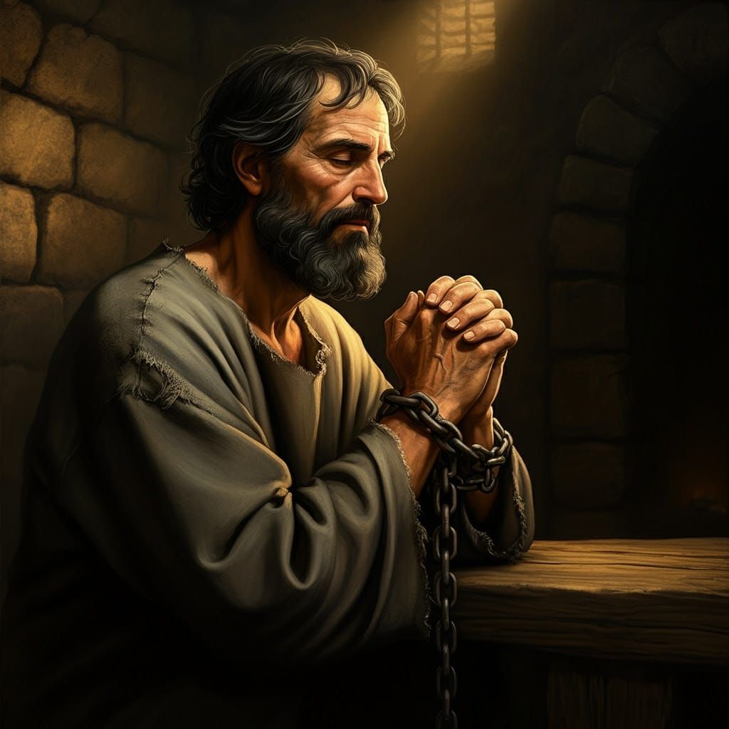 Man Praying in Prison Cell, Baroque Style