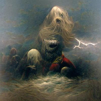 Horrific Thunderstorm in Engraving Style