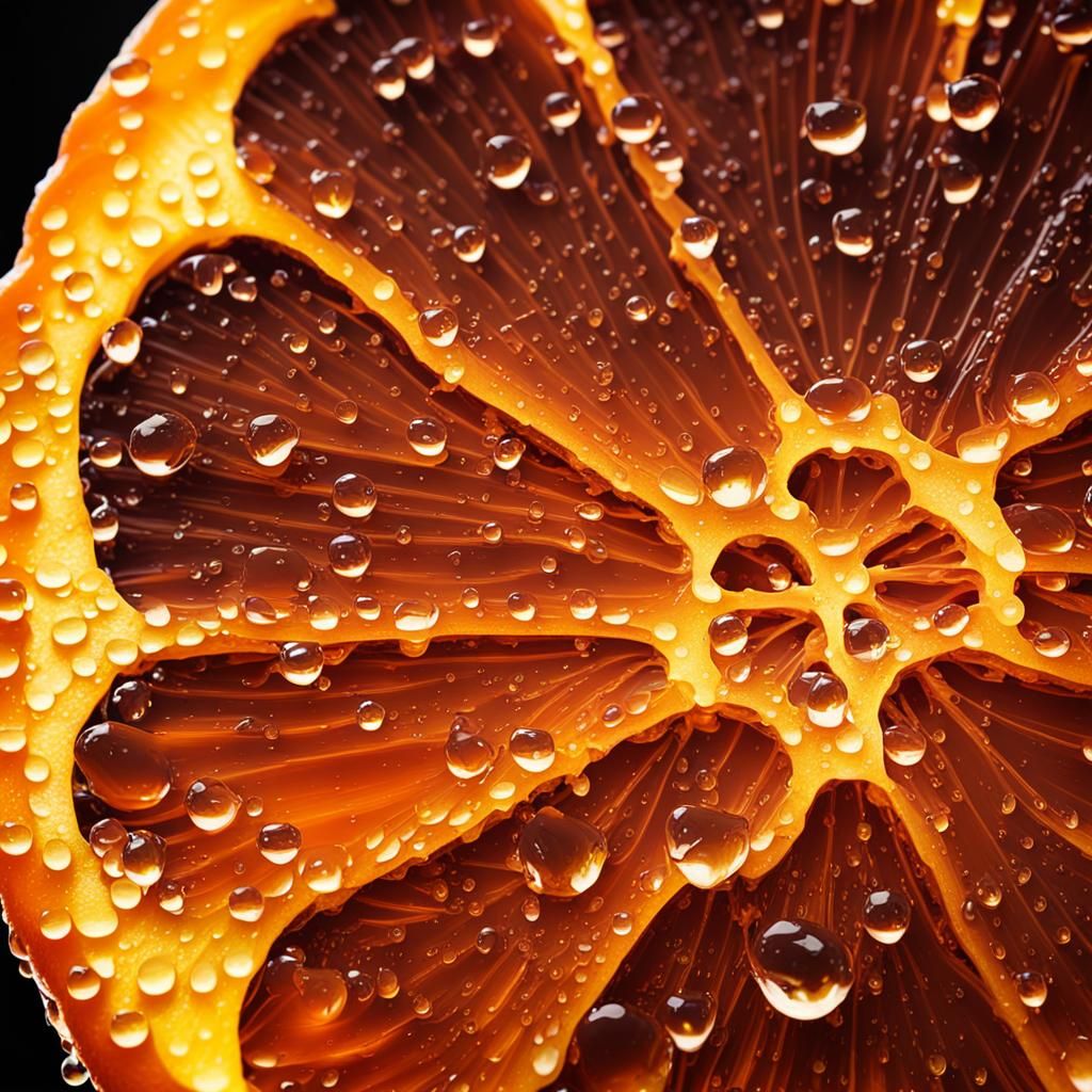 Macro Orange Slice with Neon Highlights