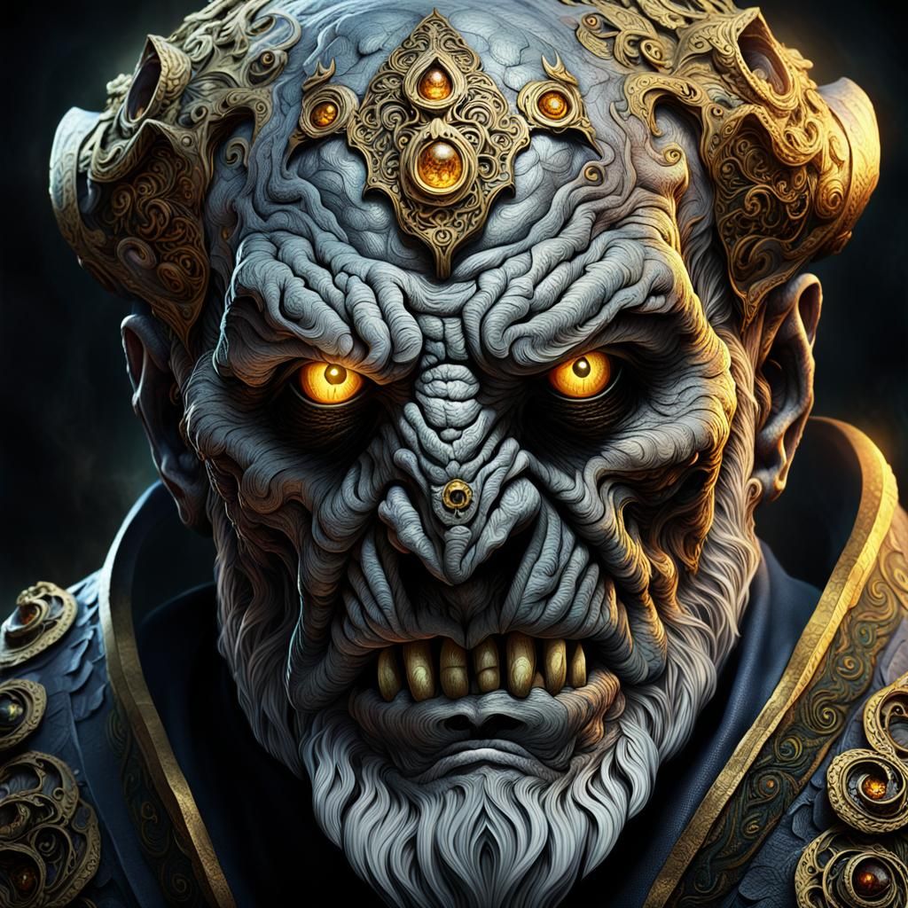 Menacing Lord of the Dead Portrait in Rembrandt Style