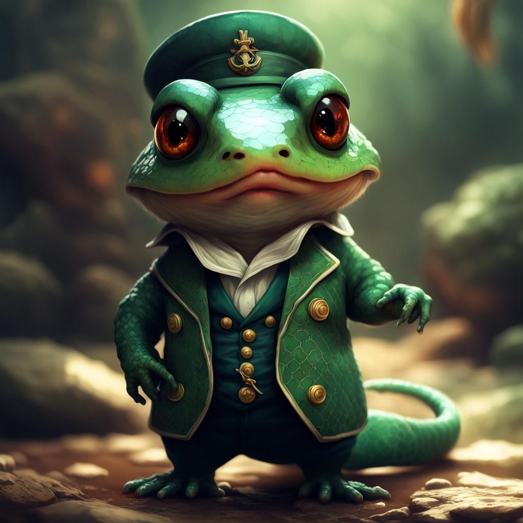 Chibi Salamander Sailor with Intricate Details