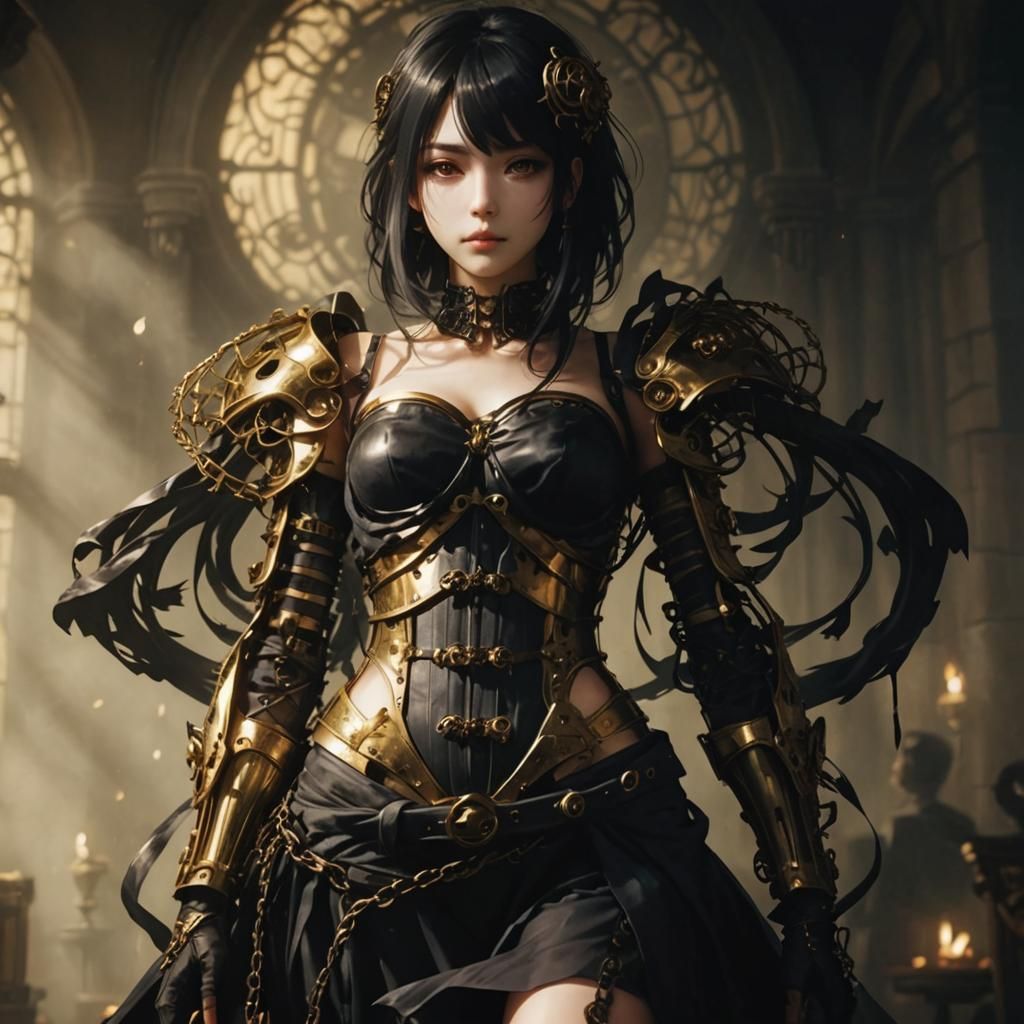 Dark Fantasy Body Instrument in Anime Style