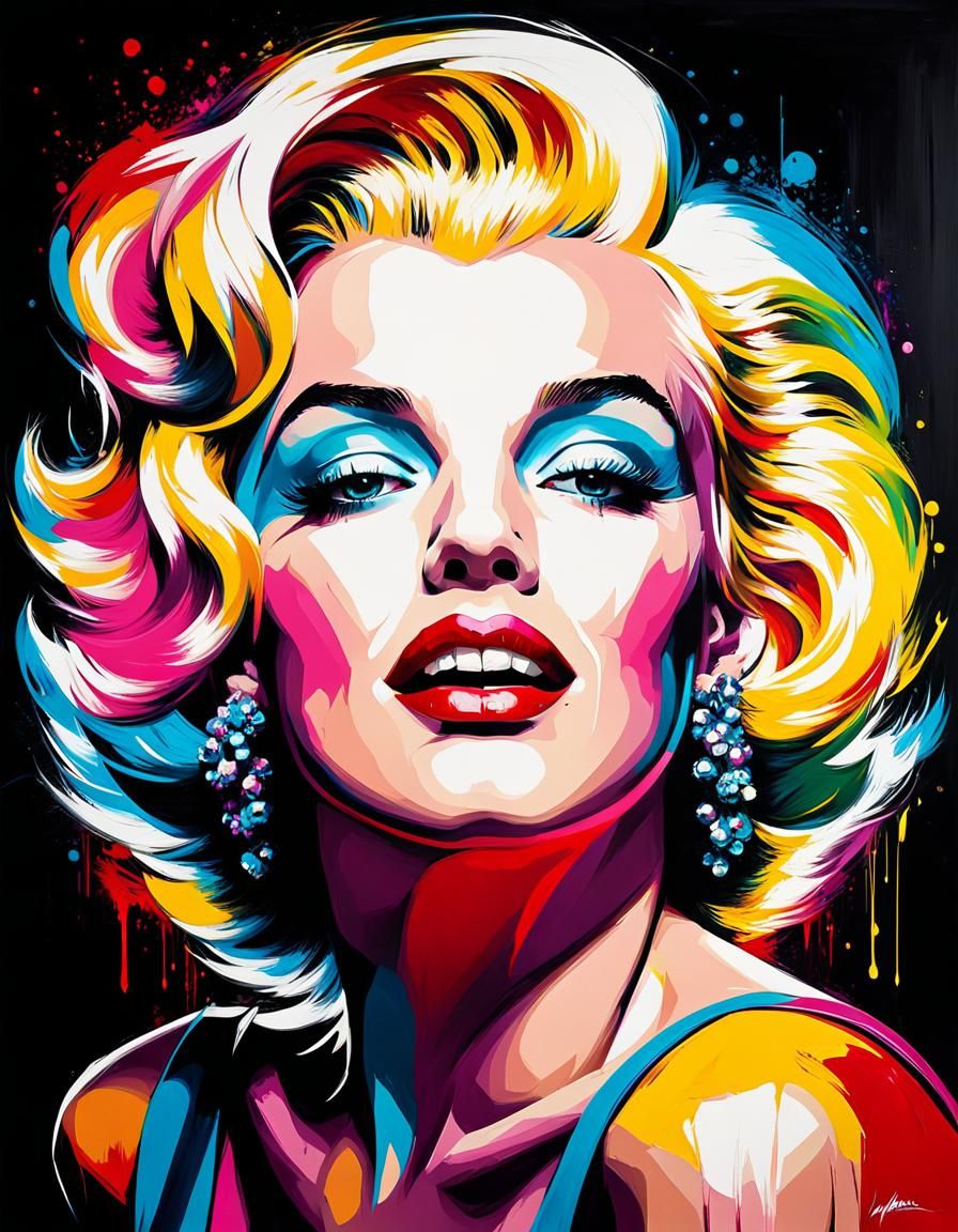 Colorful Marilyn Monroe Impasto Oil Painting