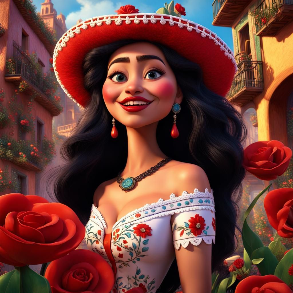 Mexican Woman in Disney Pixar 3D Animation Style
