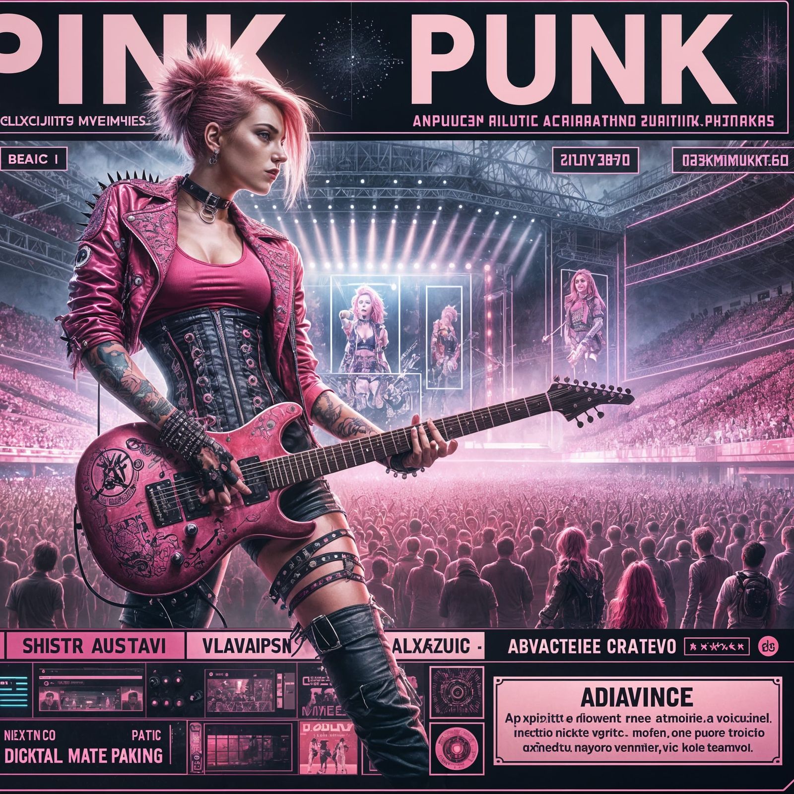 Pink Punk Album Cover in Digital Matte Painting Style