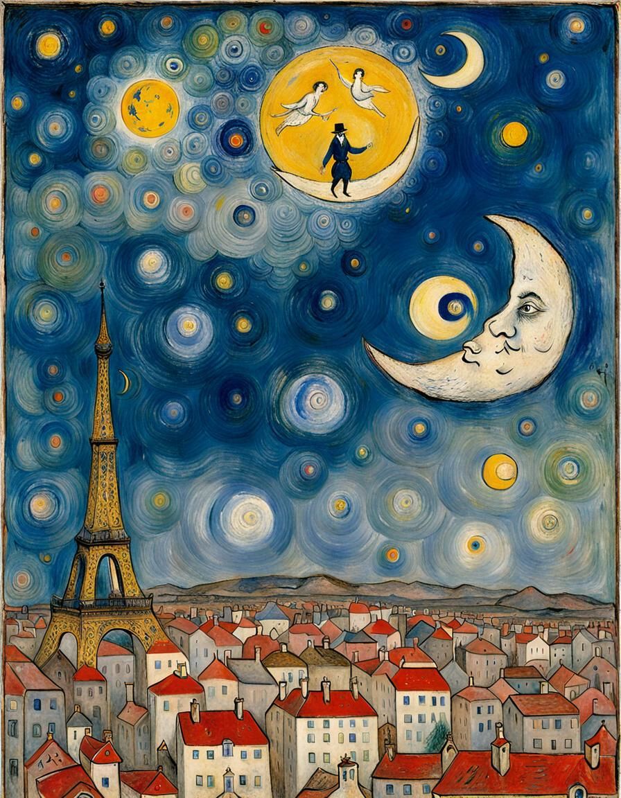 Dreamlike Scene Under Moonlit Sky