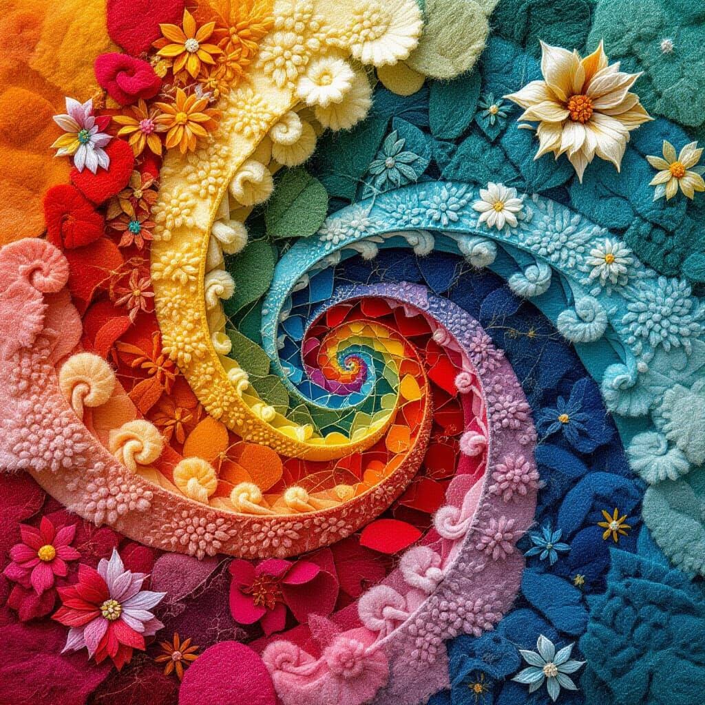 Felted Wool Artwork of Summer Happiness in HDR