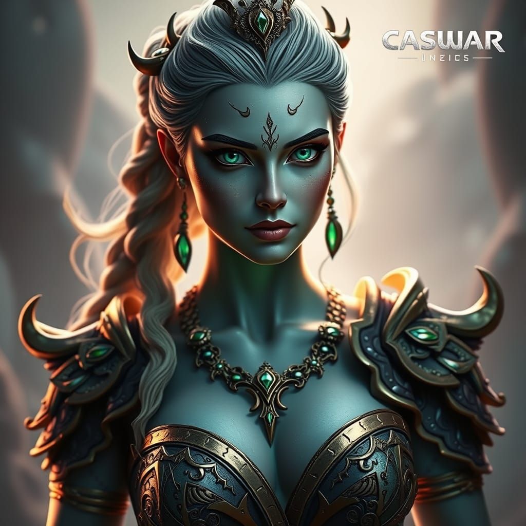Aphrodite Goddess in Emerald Green, Fantasy Concept Art