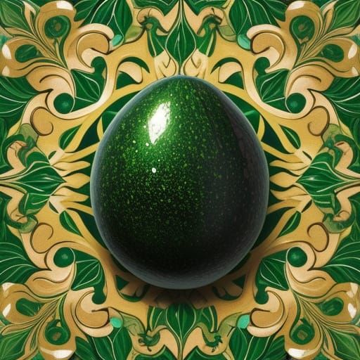 Vibrant Avocado Close-up in Gouache Illustration Style