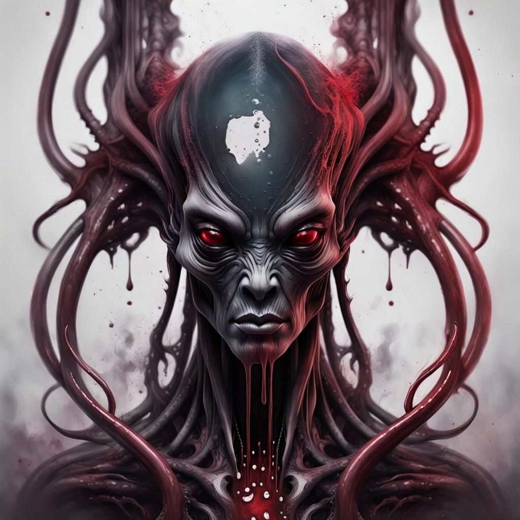 Alien Portrait in Calligraphy Ink Style