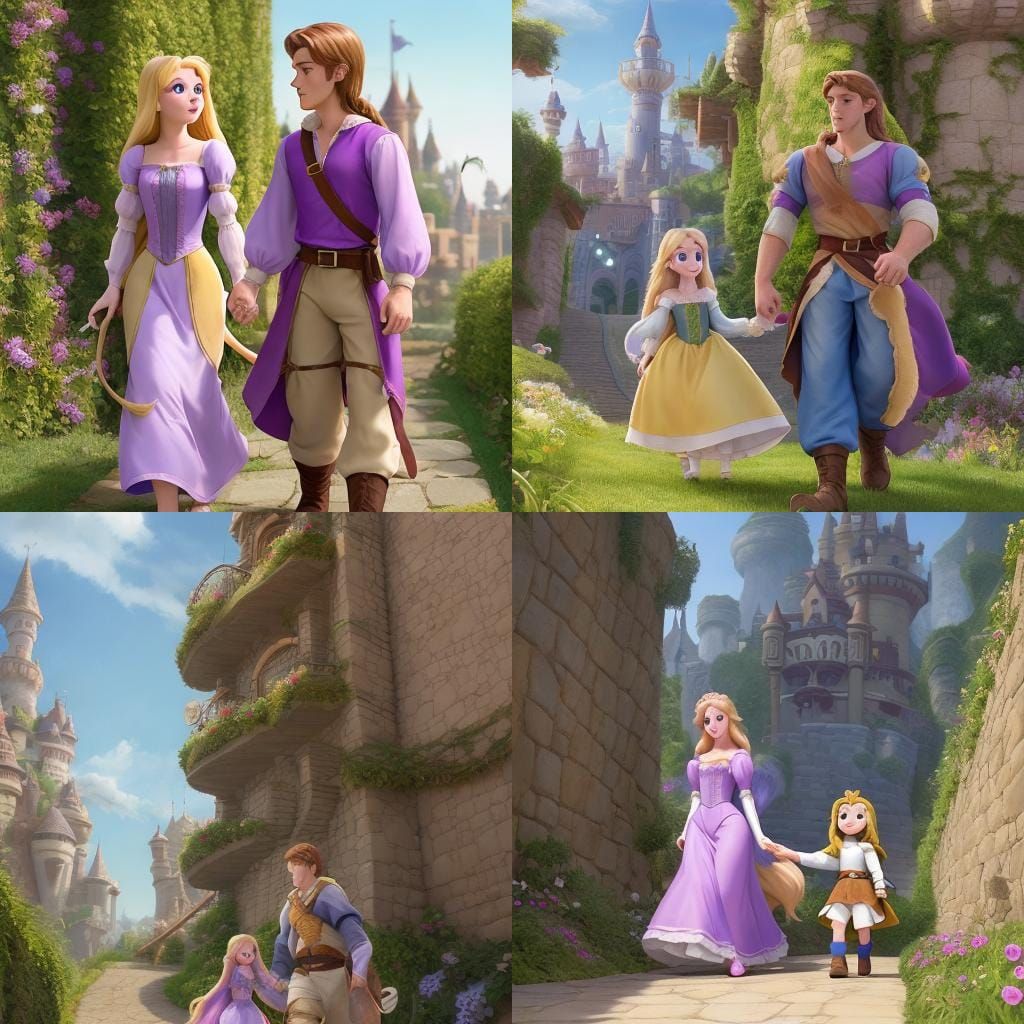 Rapunzel and Flynn Take a Walk