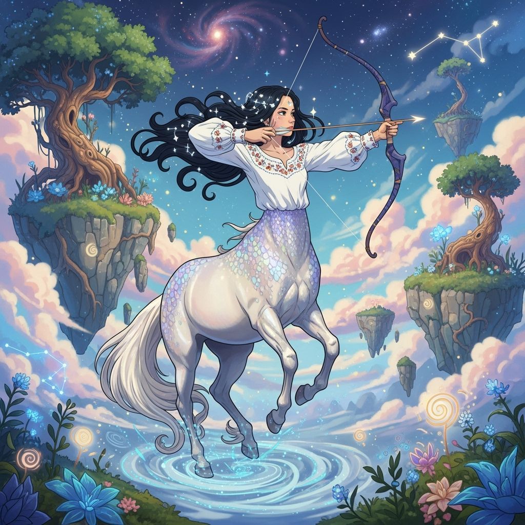 Sagittarius Woman in Whimsical Fantasy Style