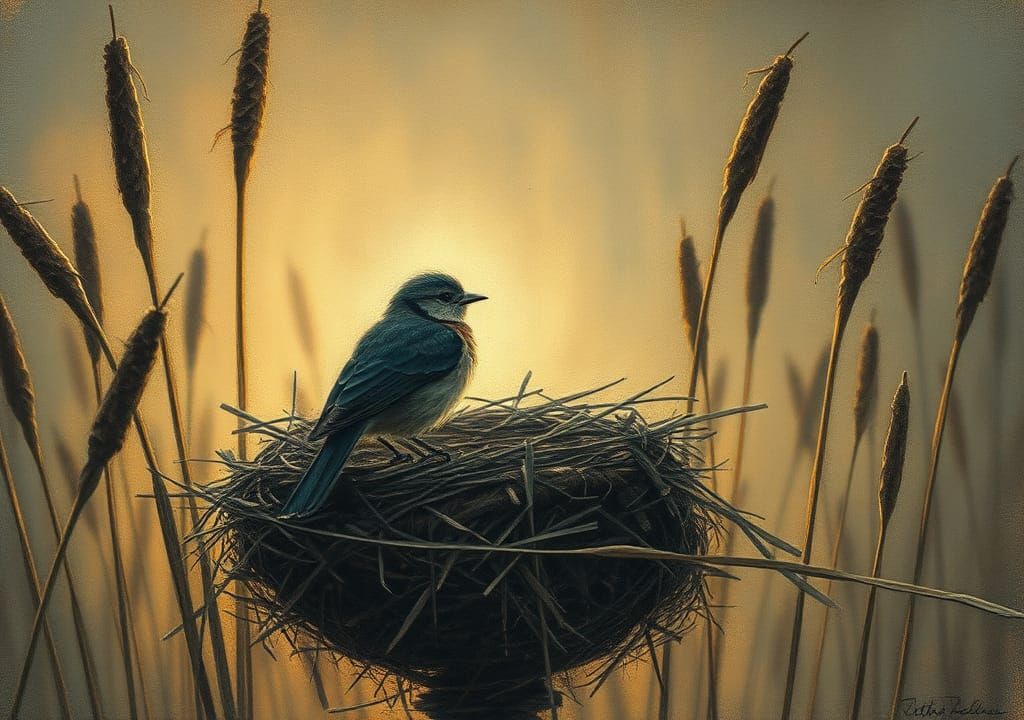 Enchanted Evening Scene in Whimsical Art Style