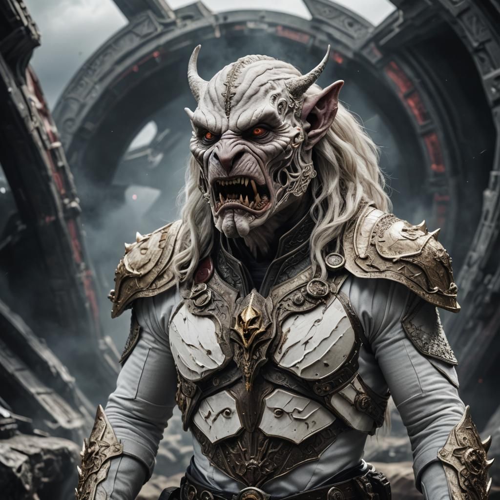 Hyperrealistic Space Pirate Klingon-Wolf Hybrid