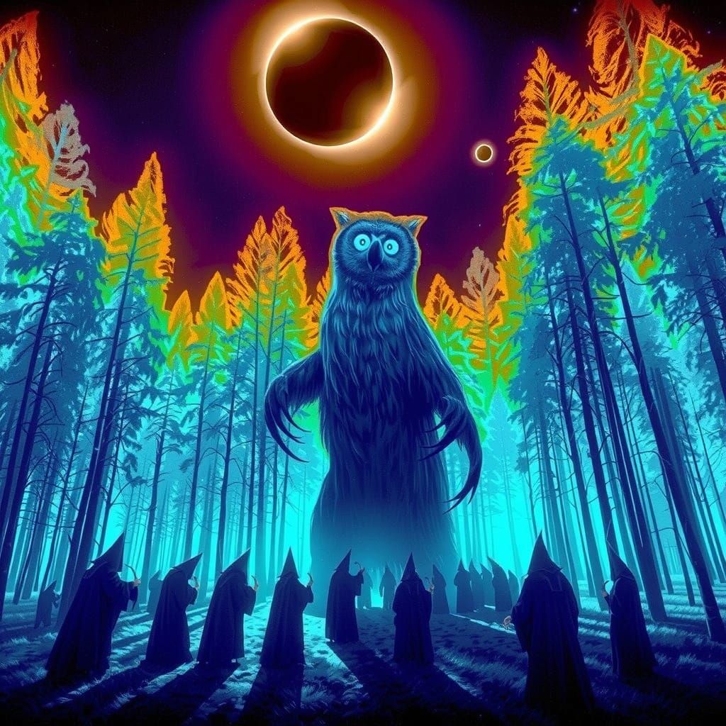 Mystical Cult Worships Giant Owl Bear at Eclipse